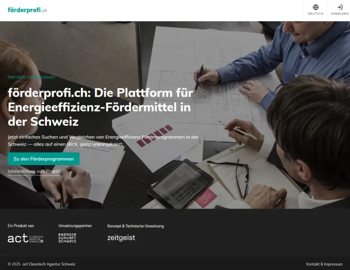 Titelbild des Teaser-förderprofi.ch, die Plattform für Energieeffizienz-Fördermittel in der Schweiz